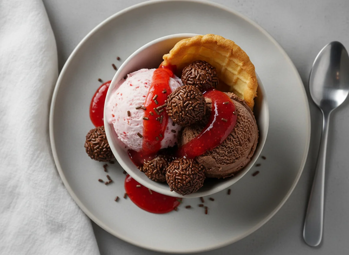 Sorvete com Brigadeiro e Calda photo