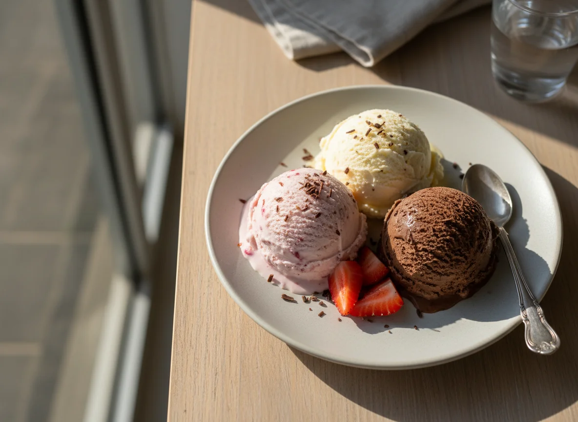 Sorvete de três sabores photo