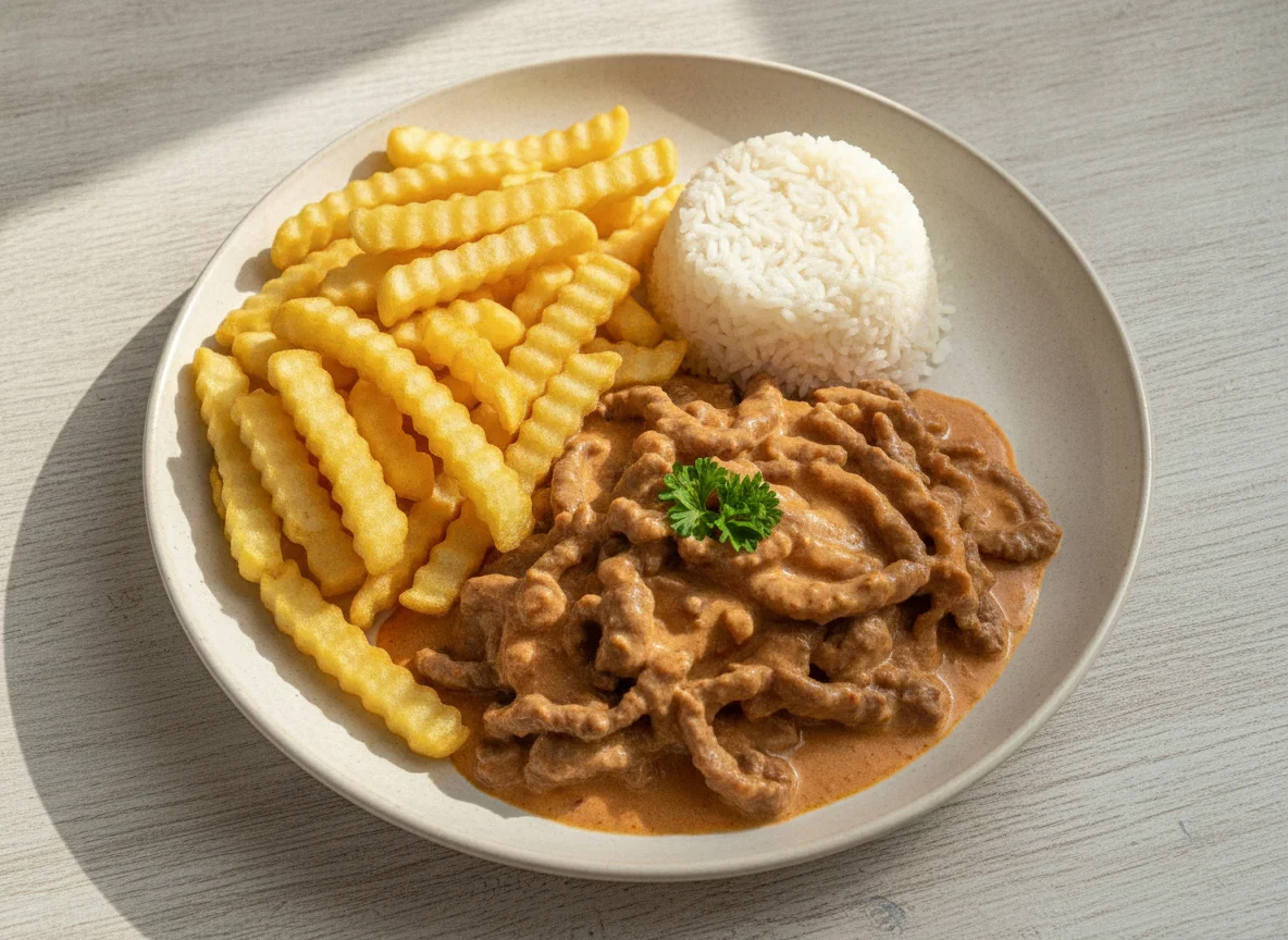 Strogonoff de Carne com Batata Frita photo
