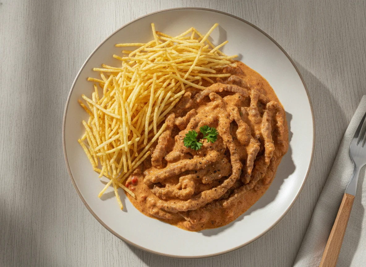 Strogonoff de Carne com Batata Palha photo