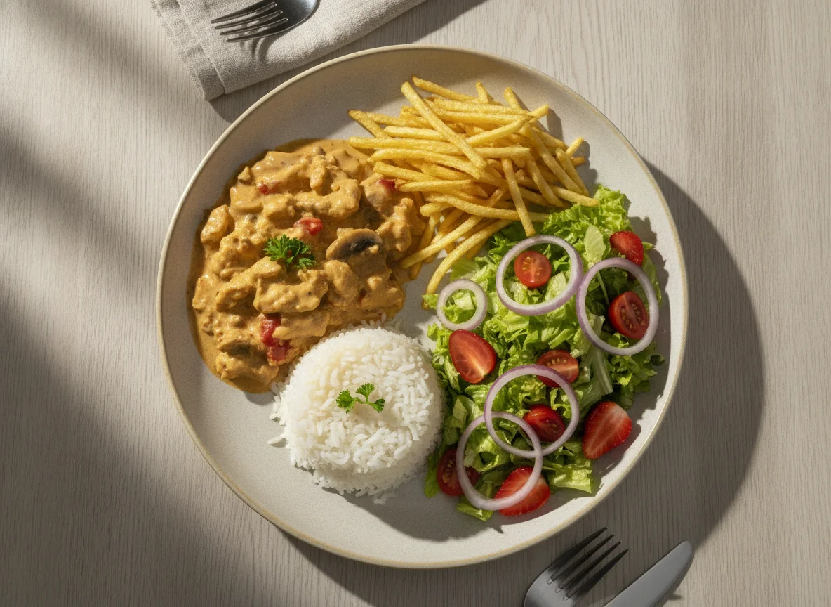 Strogonoff de Frango com Salada photo