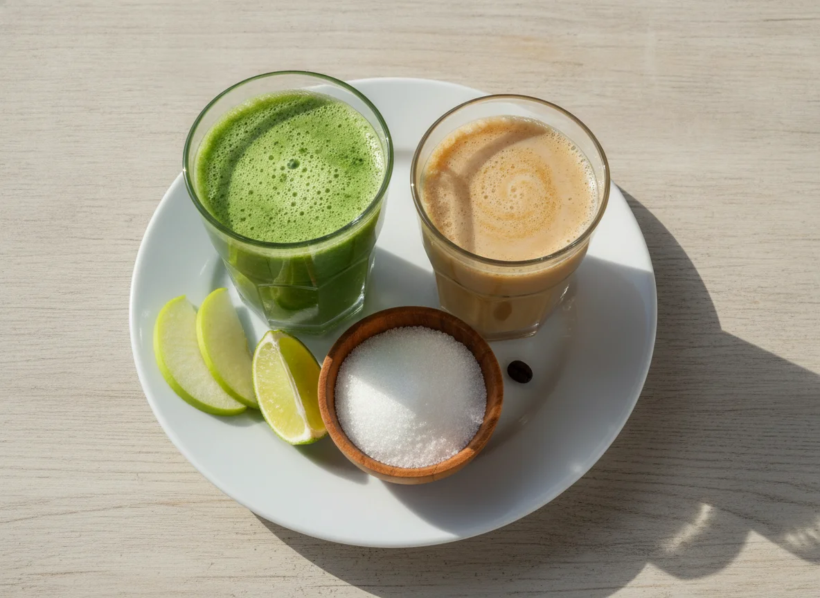 Suco Verde e Café com Leite photo