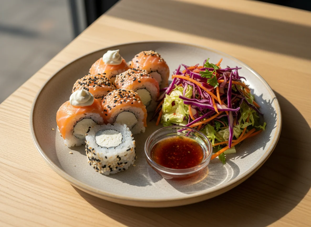 Sushi e Salada de Repolho photo