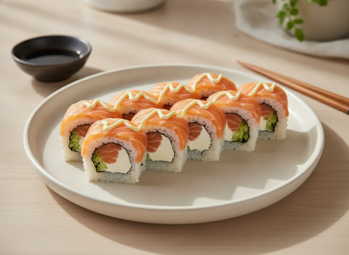 Sushi Uramaki de Salmão e Cream Cheese photo