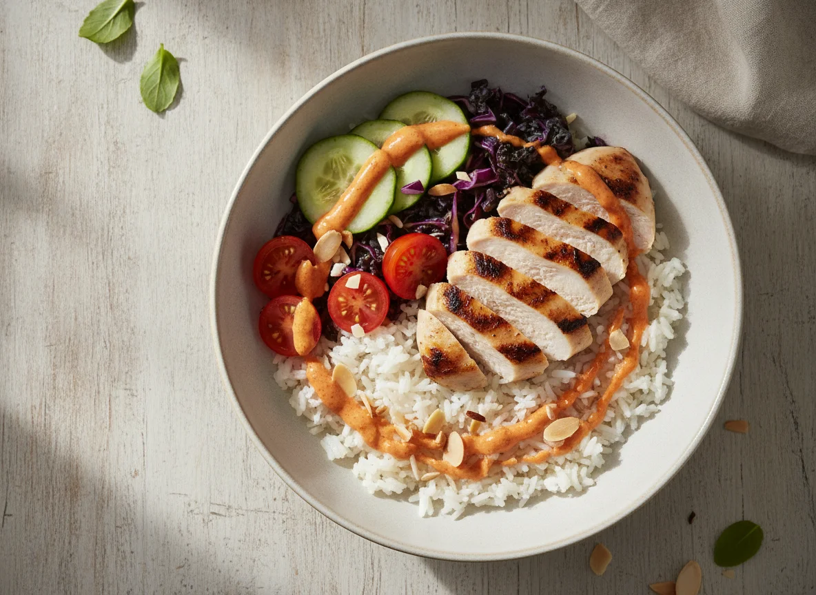Taça de Frango com Arroz e Vegetais photo