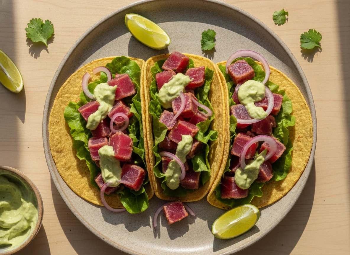 Taco de Atum com Molho de Abacate photo