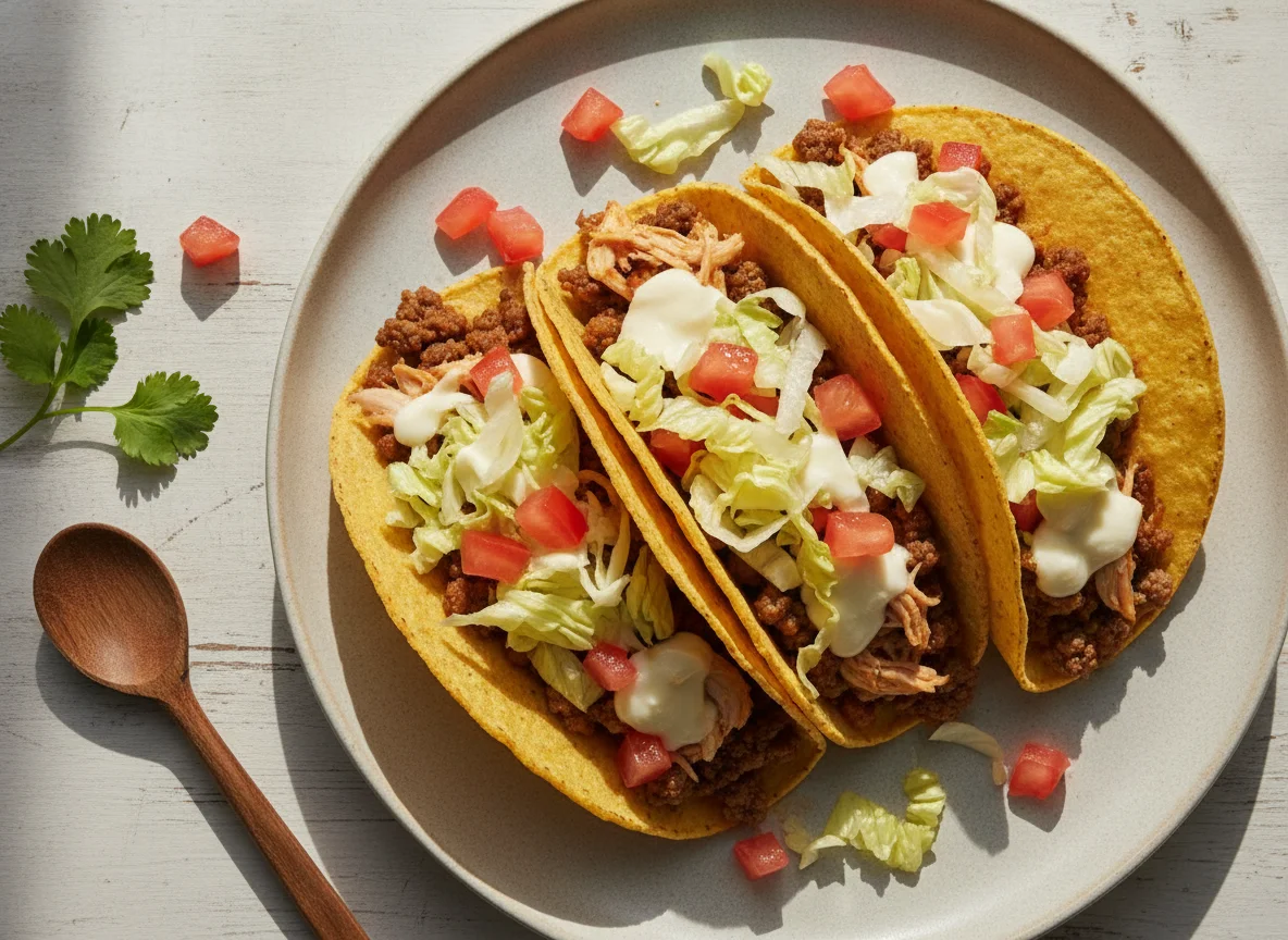 Taco de Carne com Queijo e Salada photo