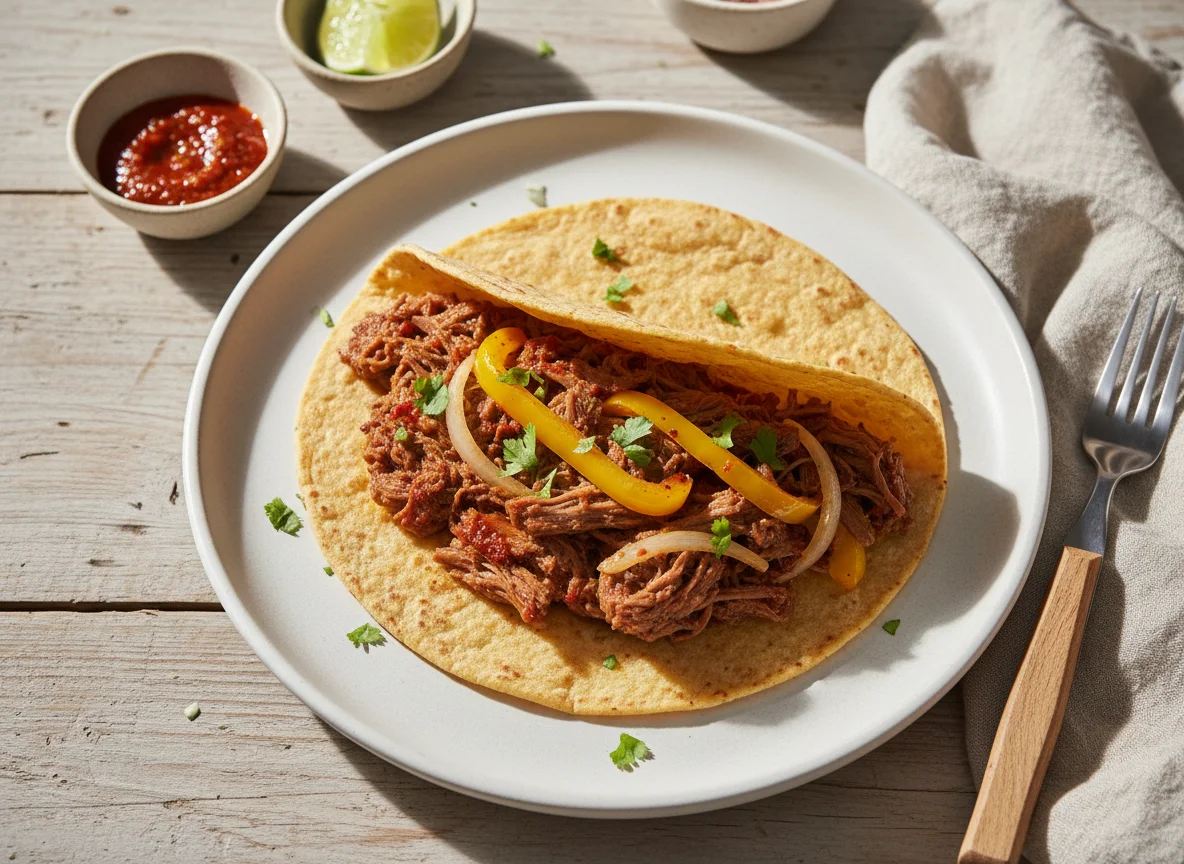 Taco de carne desfiada photo