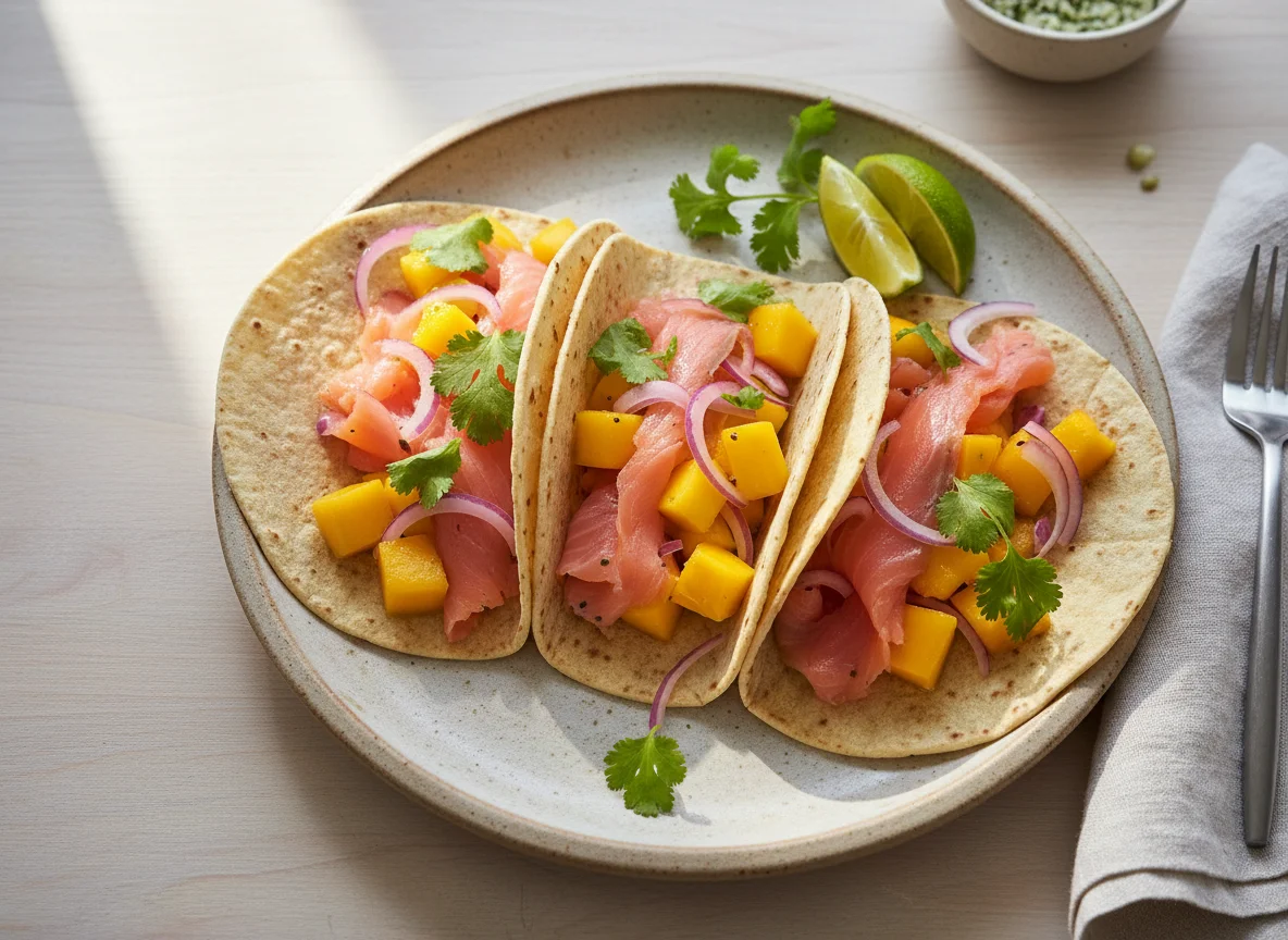 Taco de Salmão com Manga photo