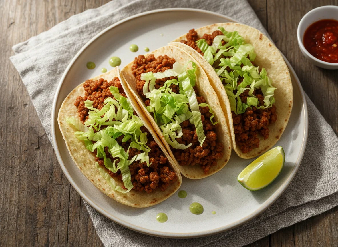 Tacos de carne com alface photo