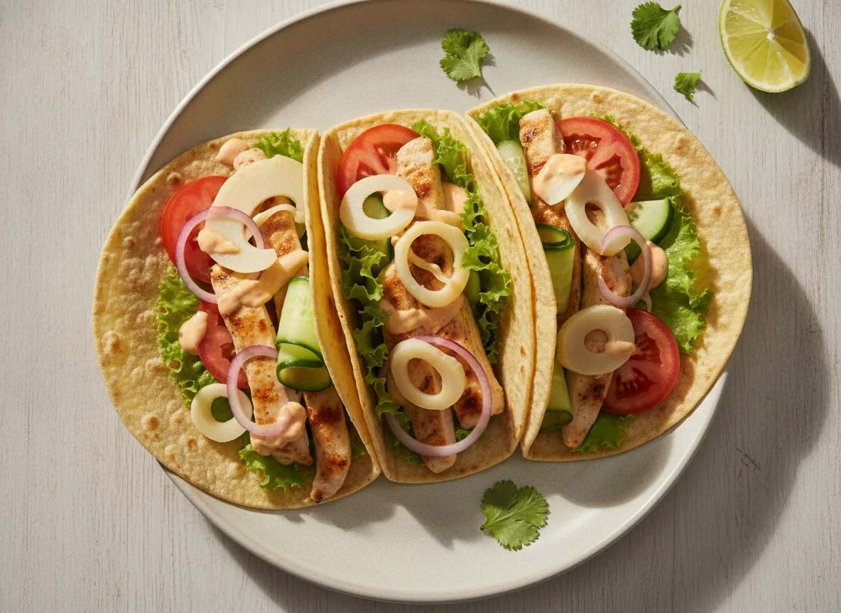 Tacos de Frango com Palmito e Salada photo