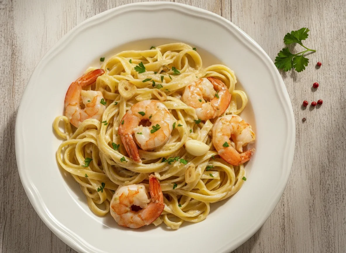 Tagliatelle com Camarão e Molho Cremoso photo