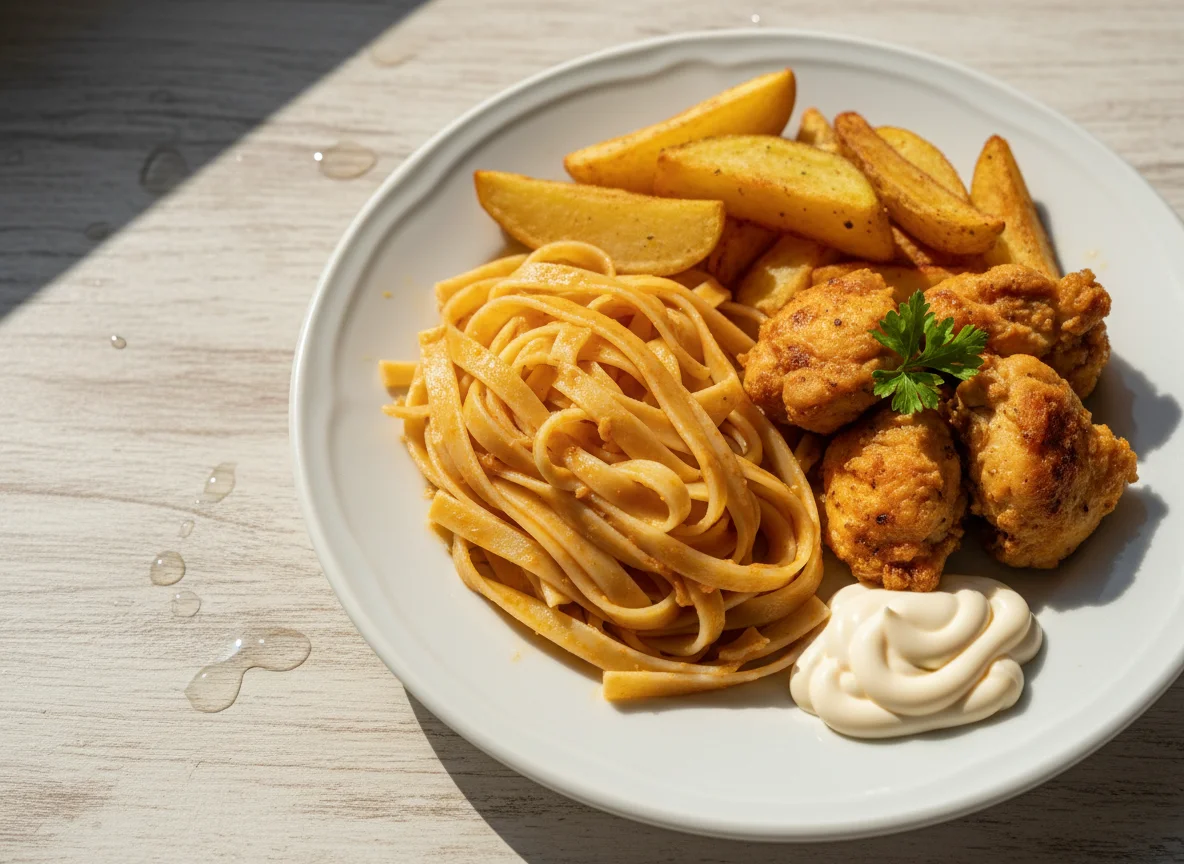 Talharim com Frango, Batata e Maionese photo