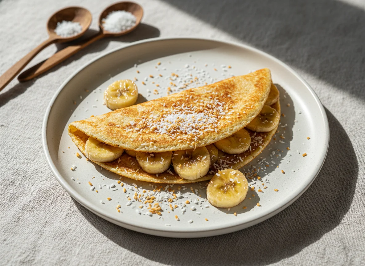 Tapioca com banana e coco ralado photo