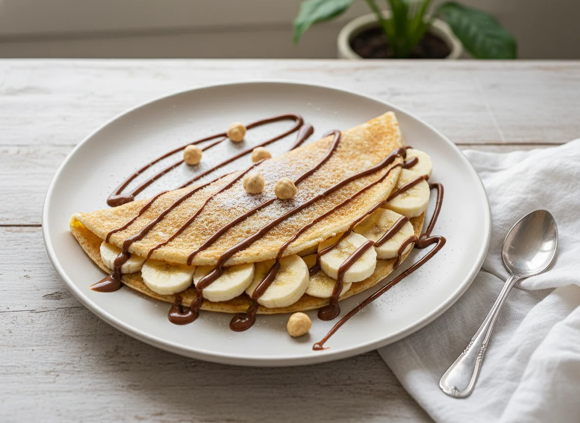 Tapioca com banana e creme de avelã photo