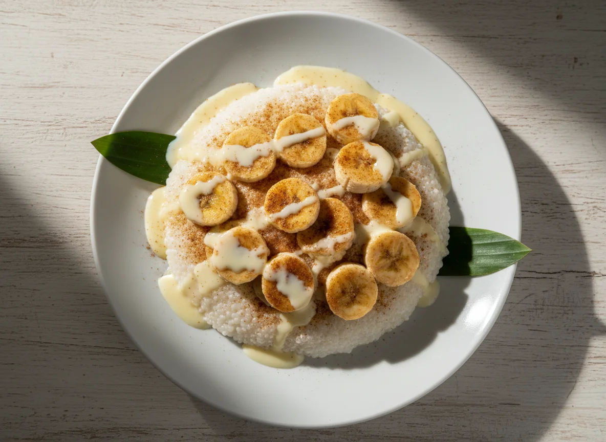 Tapioca com banana e leite condensado photo