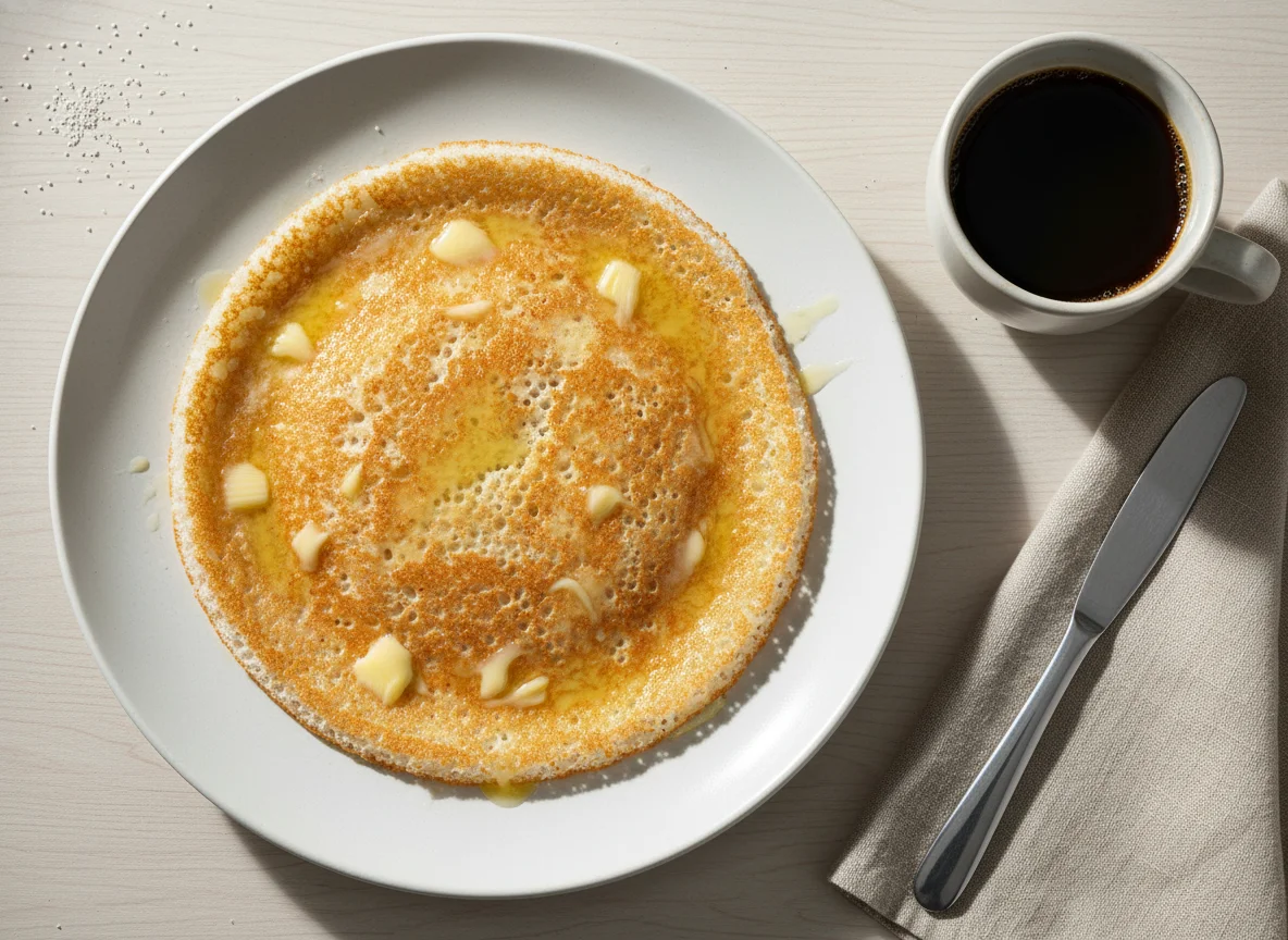 Tapioca com manteiga e café photo