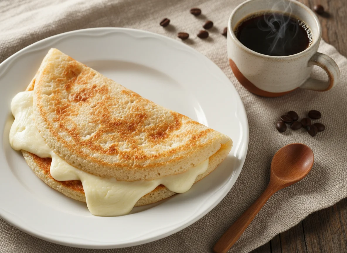 Tapioca com mussarela e café photo