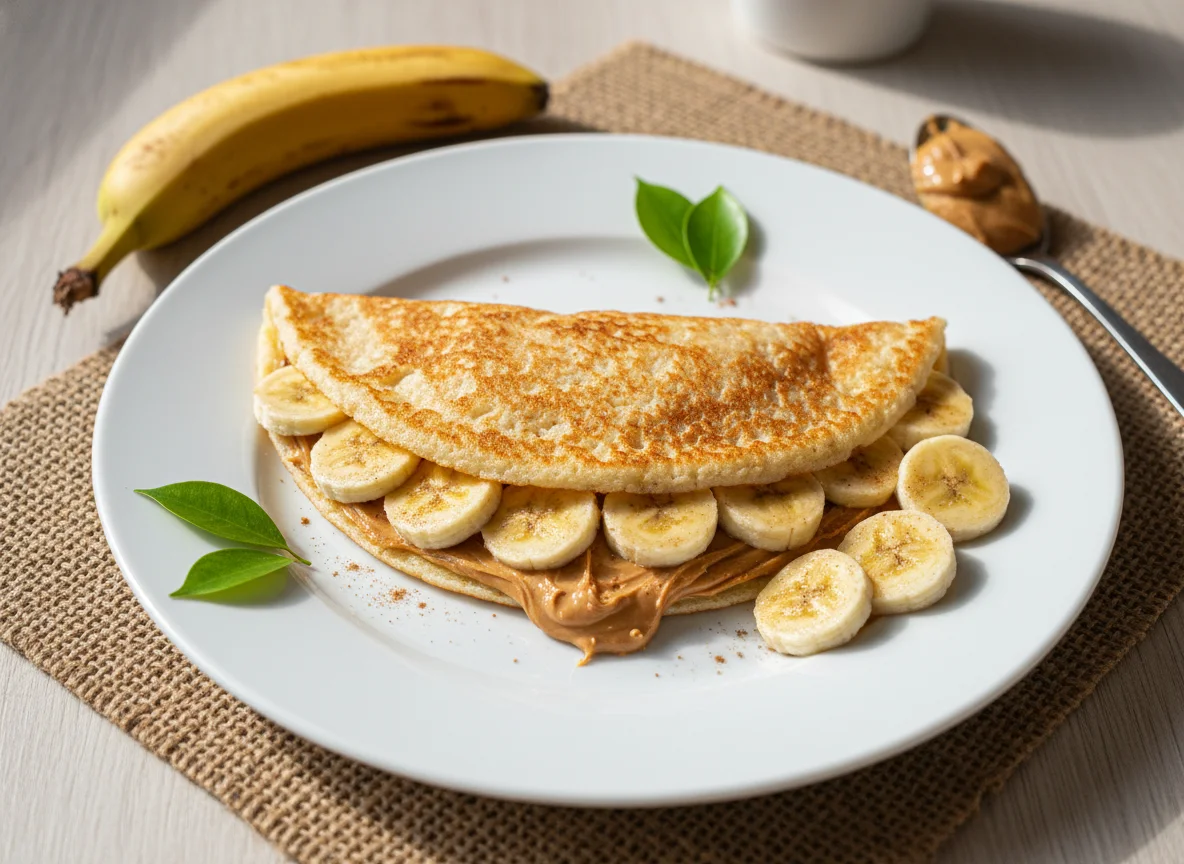 Tapioca com pasta de amendoim e banana photo