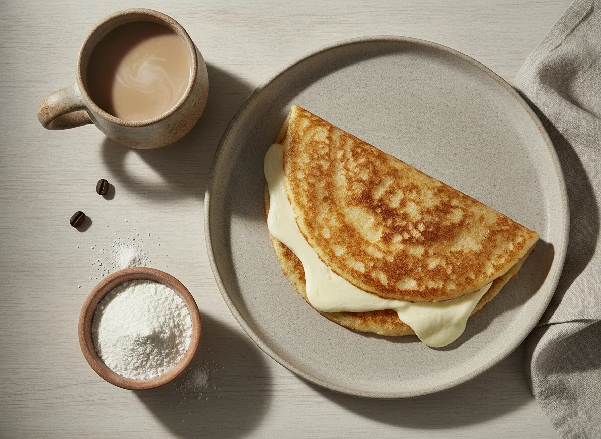 Tapioca com queijo e café com leite photo