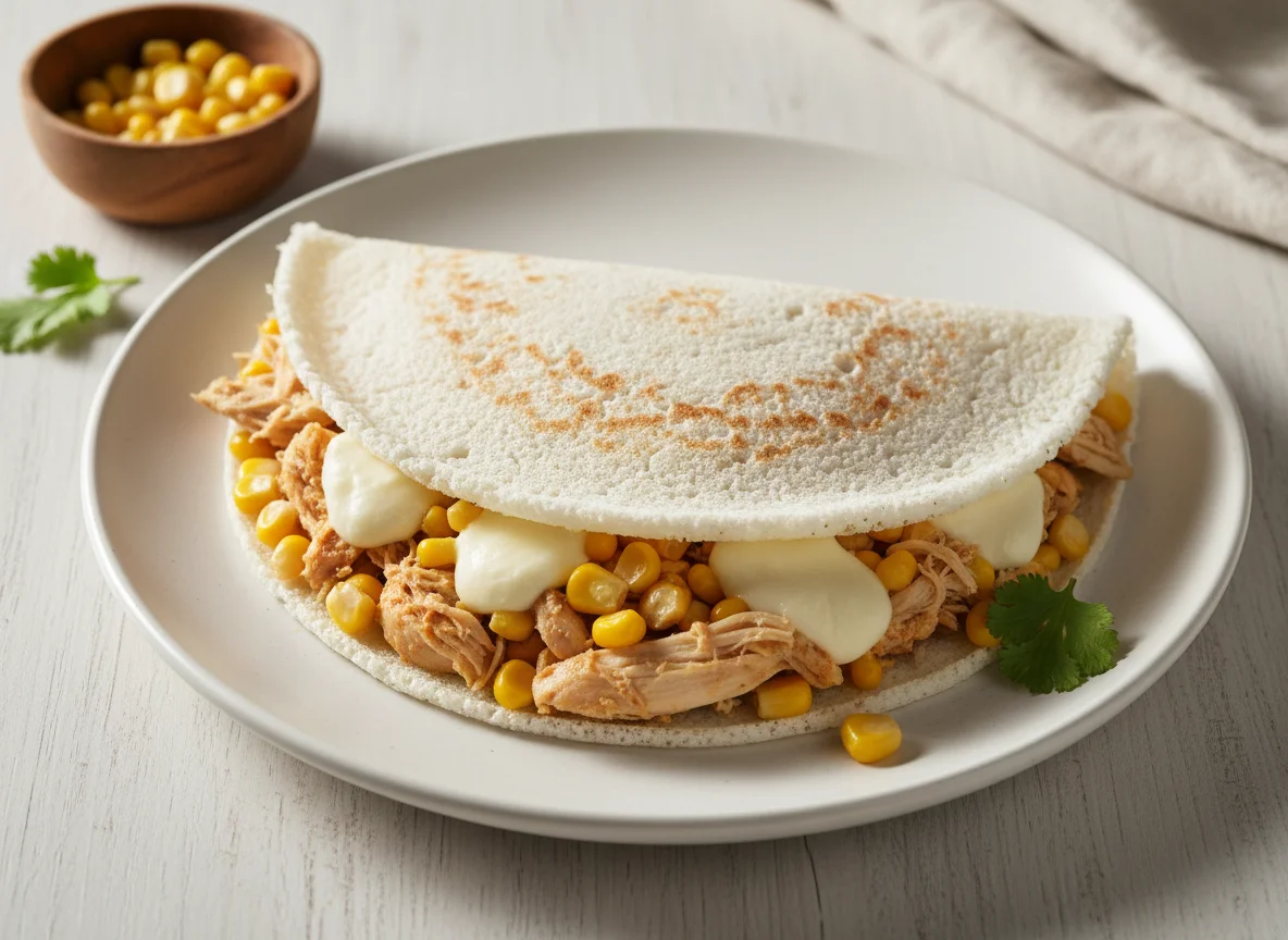 Tapioca de frango com milho e queijo photo