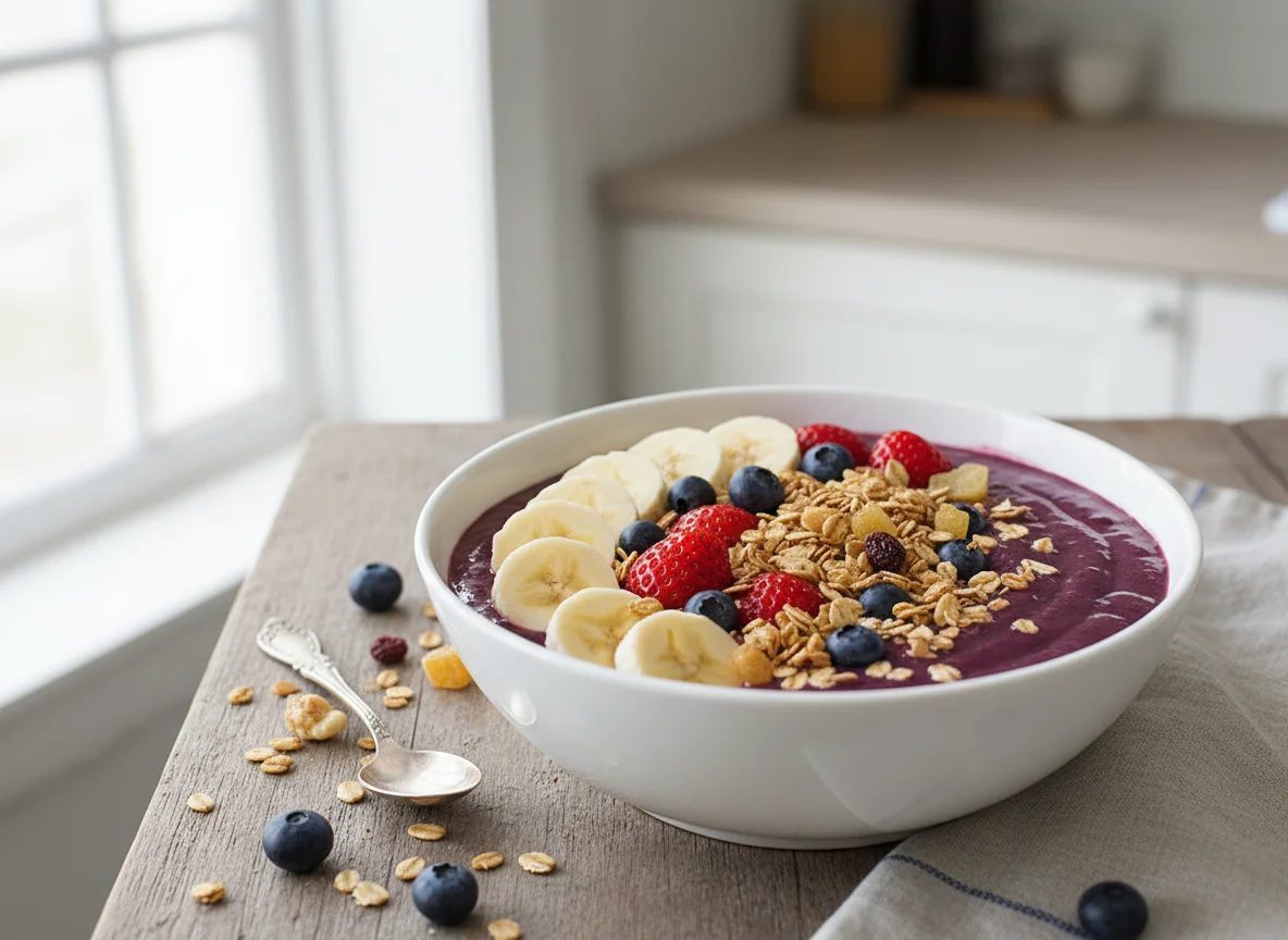 Tigela de frutas com granola photo