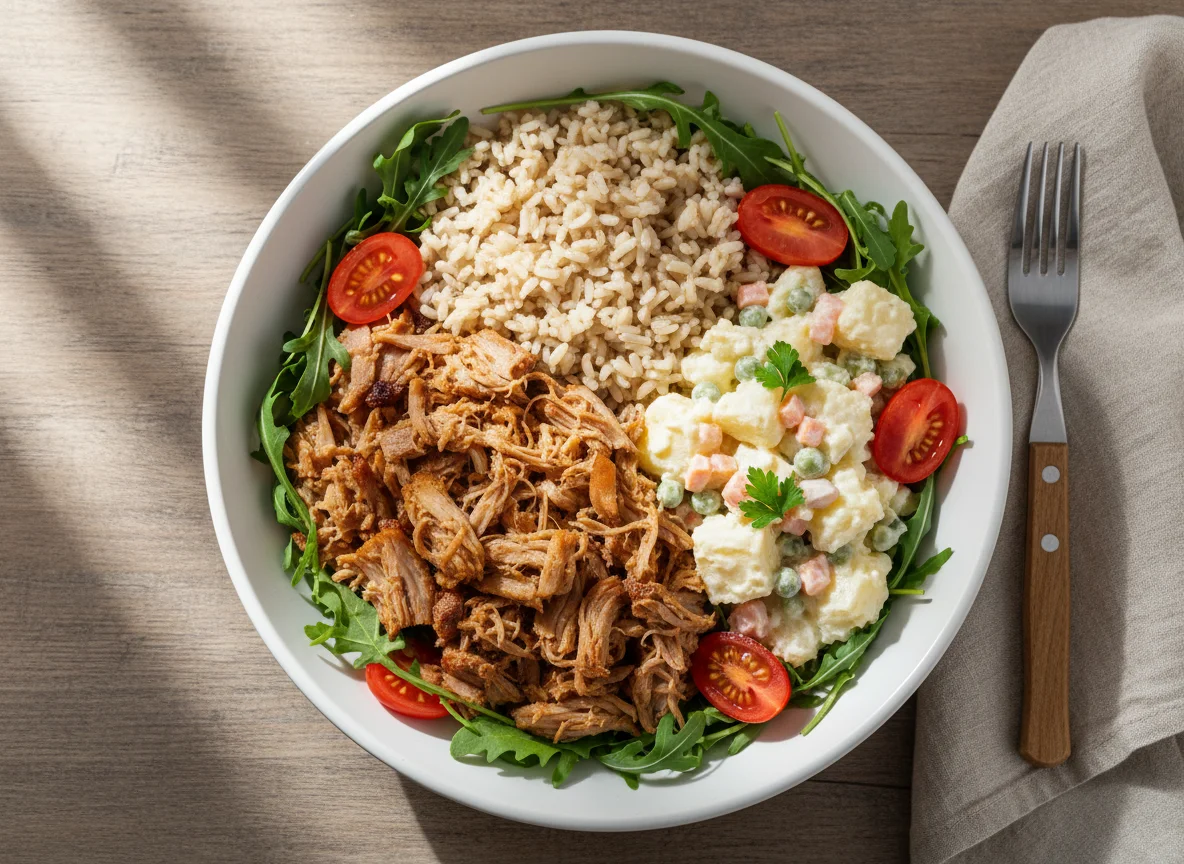 Tigela de Salada com Pernil de Porco photo