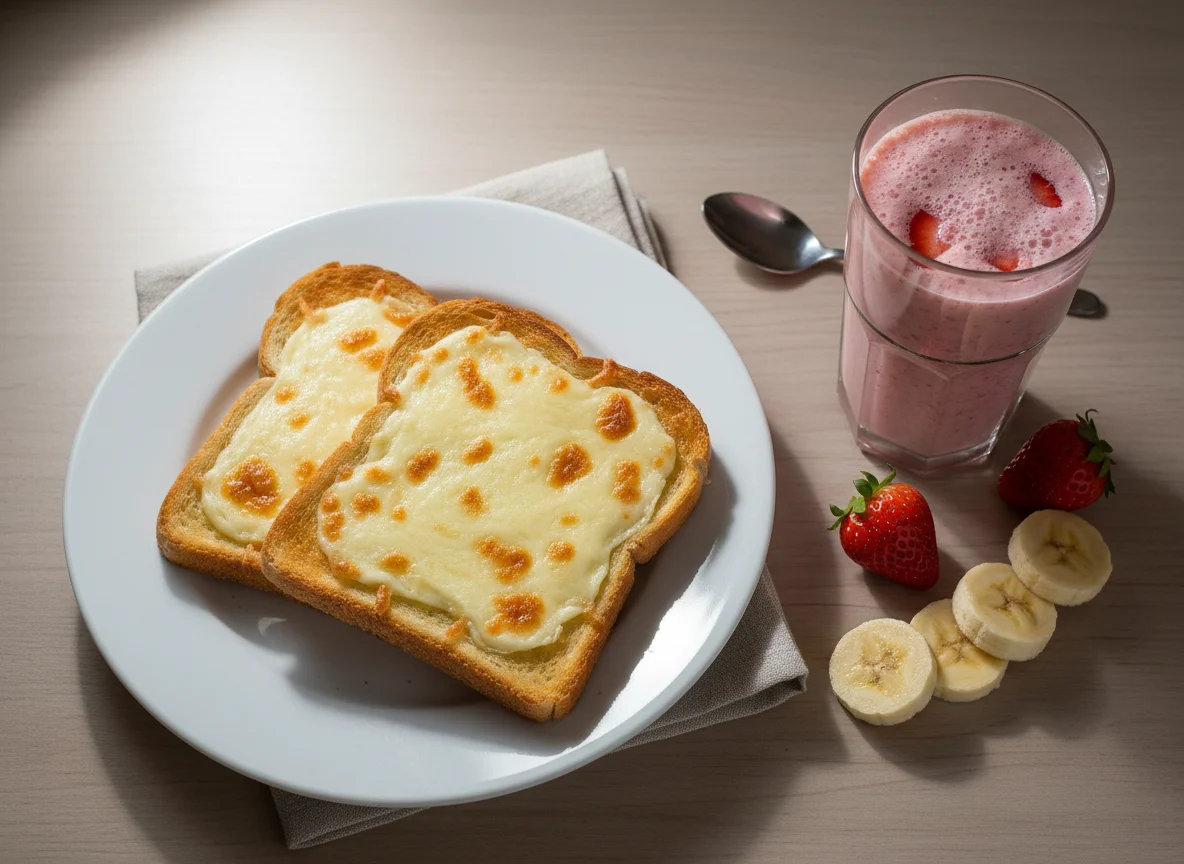 Toast and Strawberry Smoothie photo