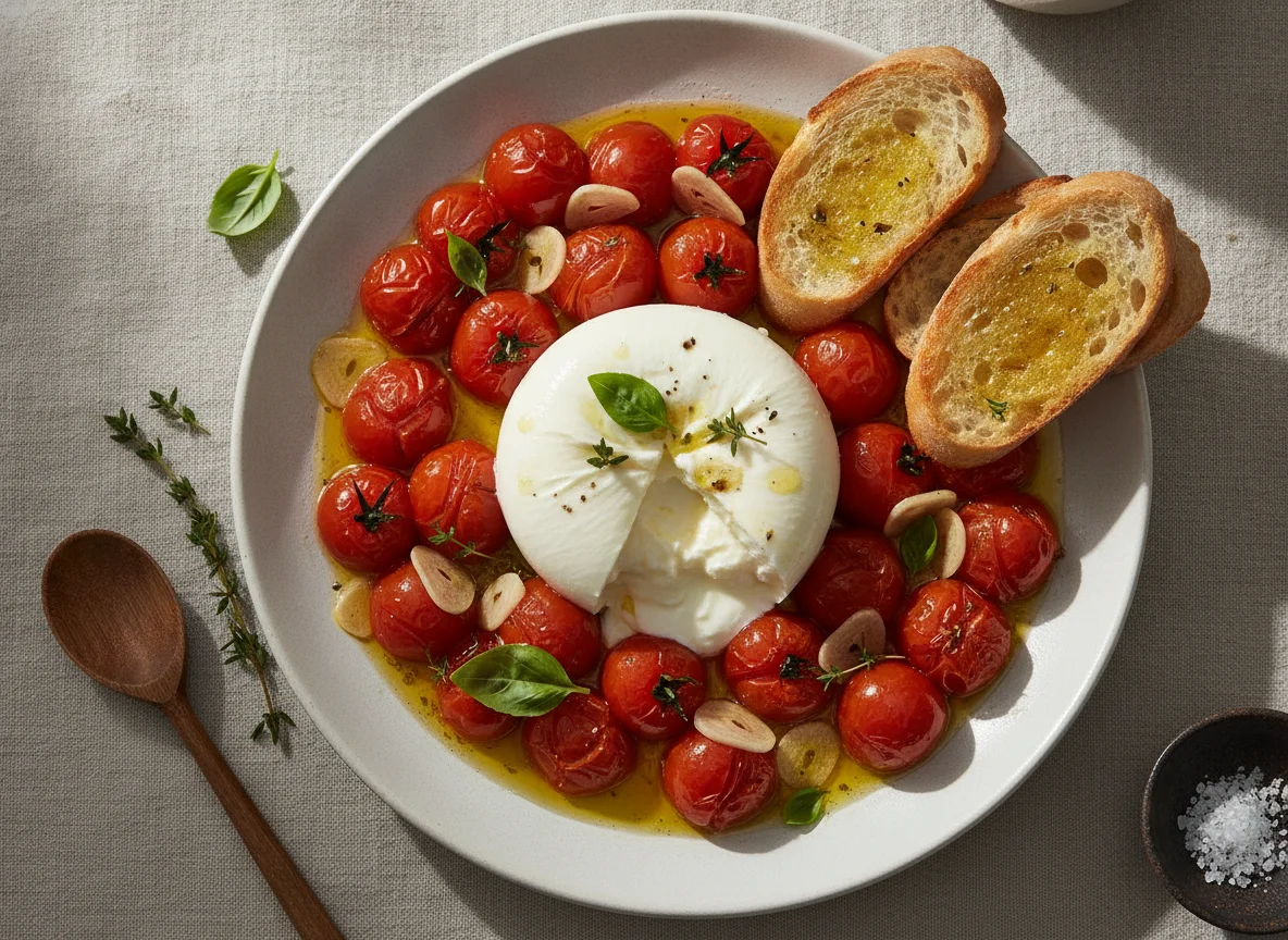Tomates confitados com burrata photo