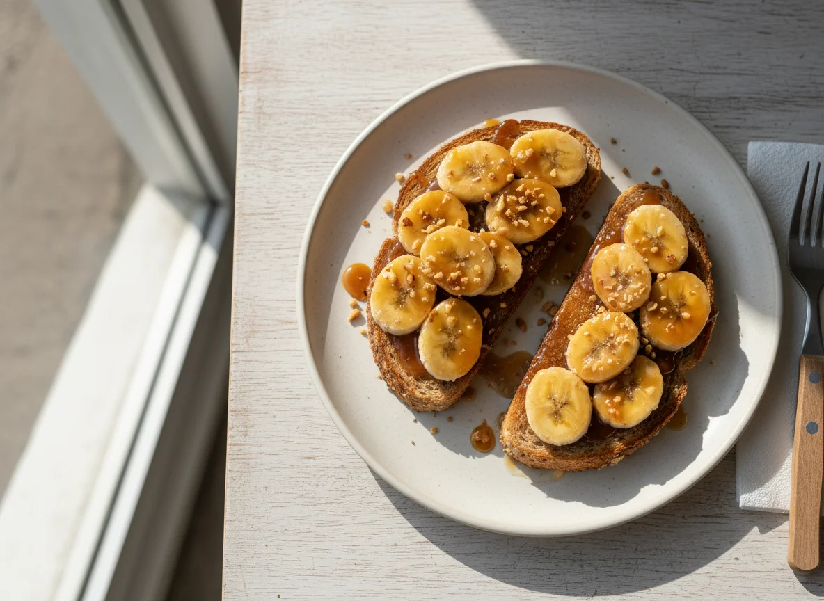 Torrada com banana caramelizada photo