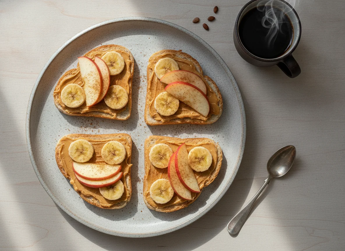 Torrada com banana e maçã photo