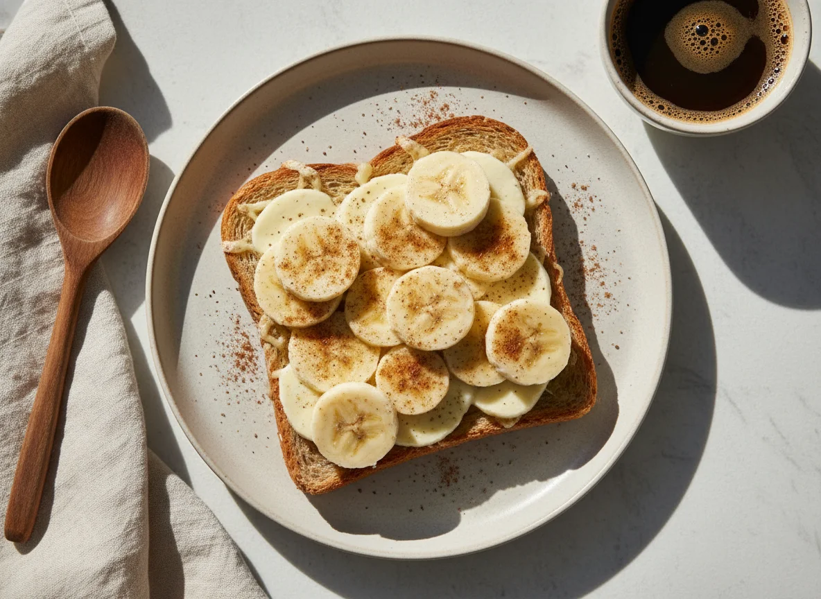 Torrada com banana, queijo e canela photo
