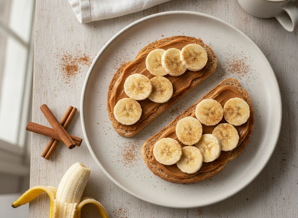 Torrada com doce de leite, banana e canela photo