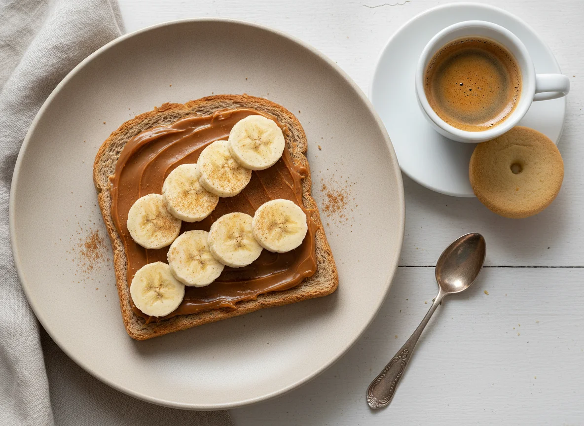 Torrada com Doce de Leite e Banana e Café Espresso photo