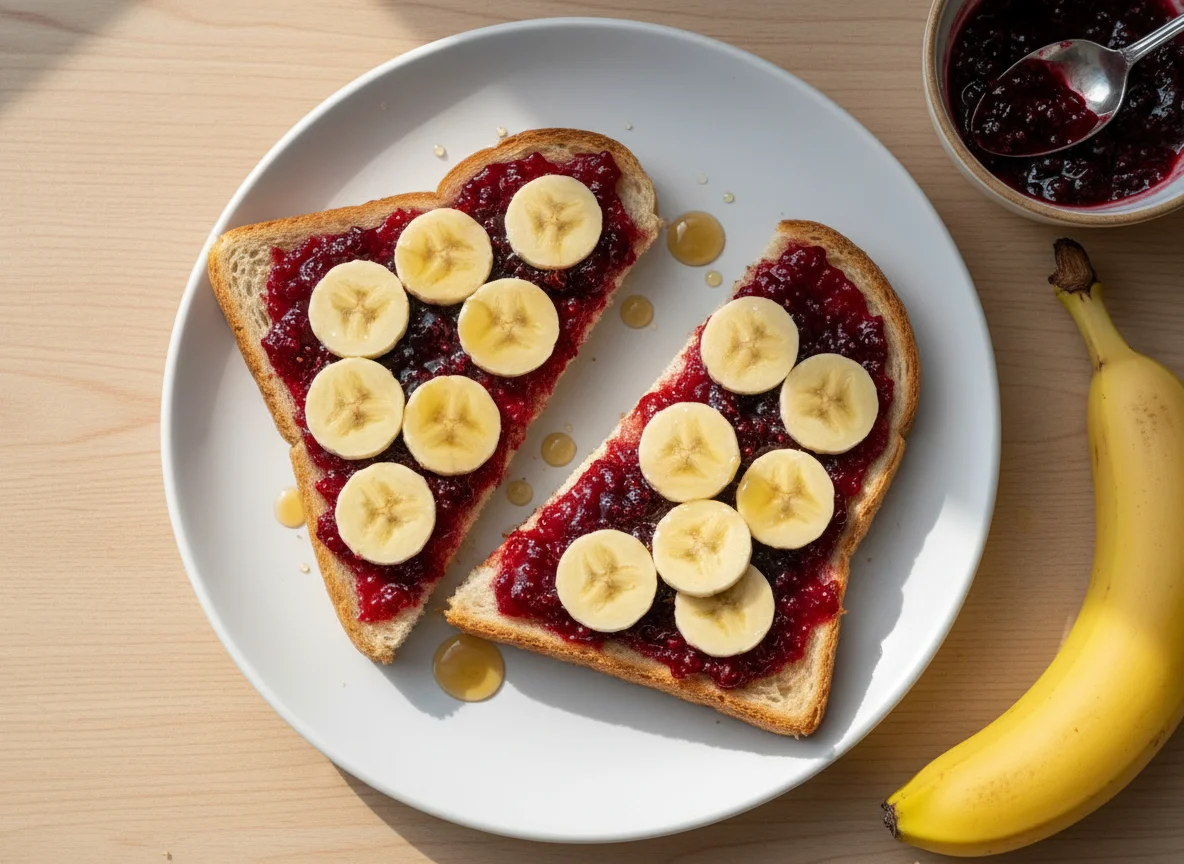 Torrada com geleia e banana photo
