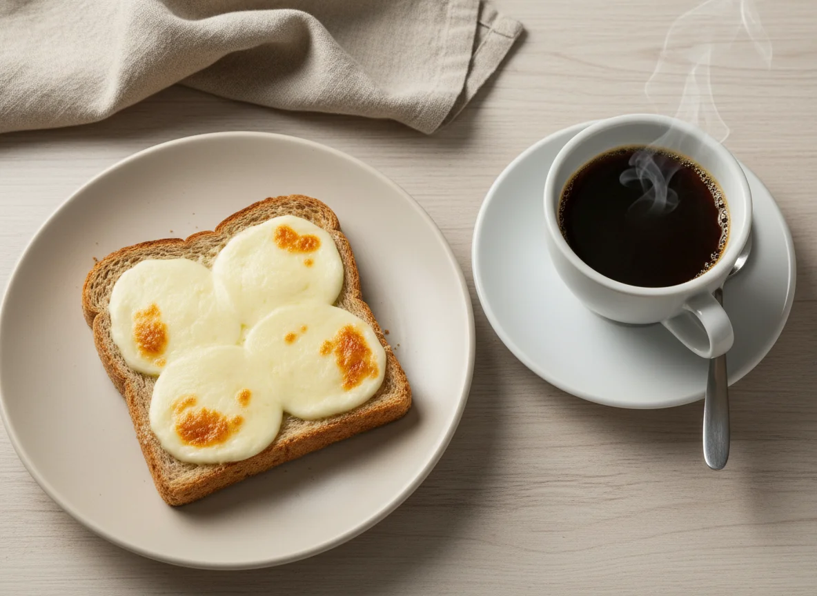 Torrada com mussarela e café photo