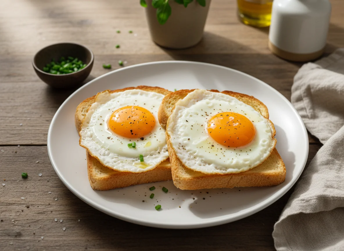 Torrada com ovo frito photo