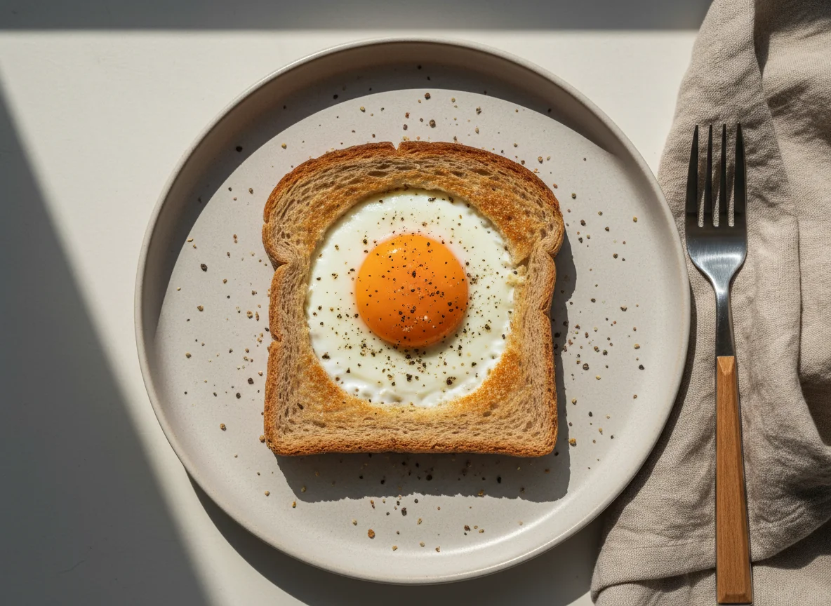 Torrada com ovo no buraco photo