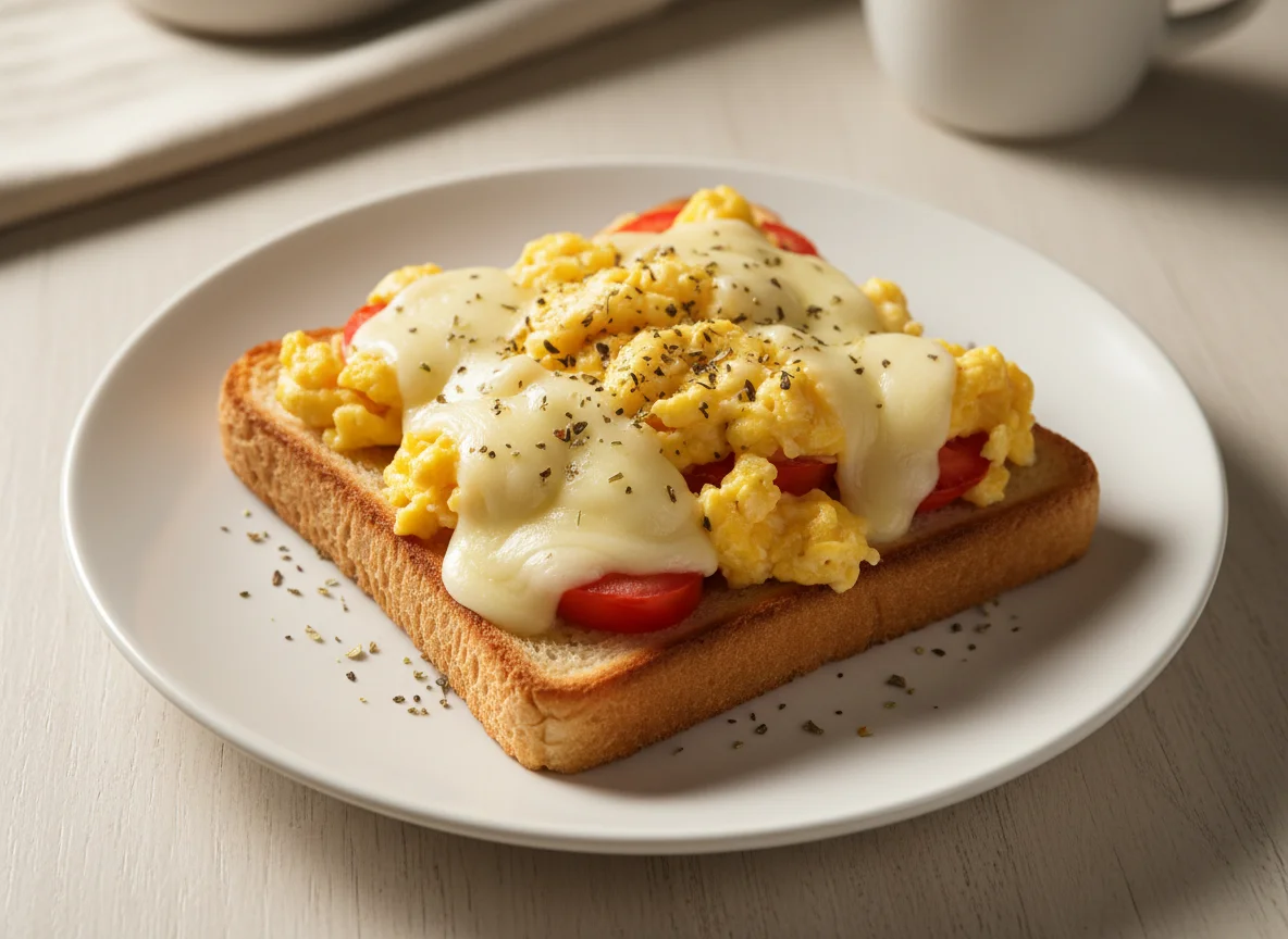 Torrada com ovo, queijo e tomate photo