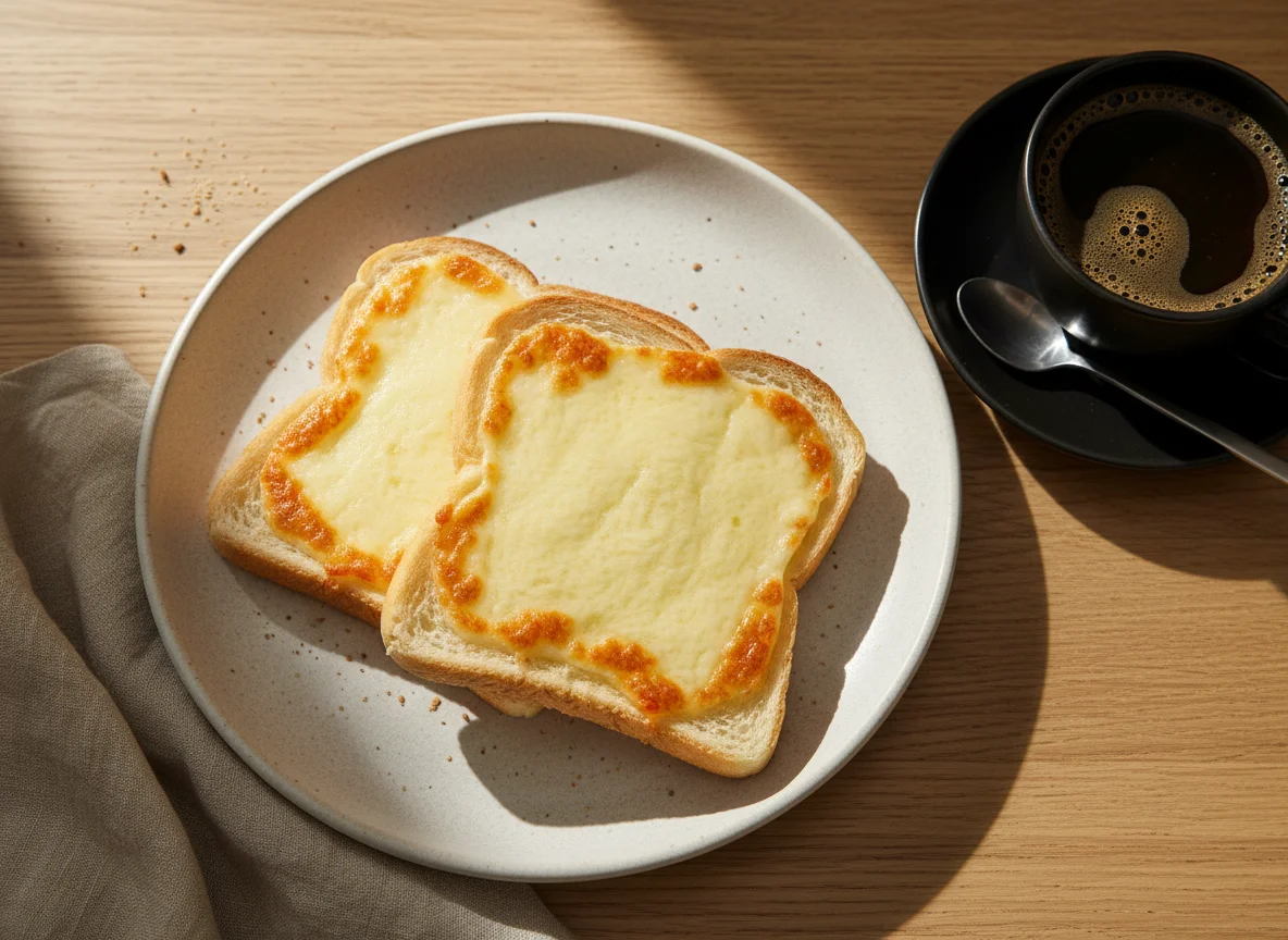 Torrada com queijo e café photo