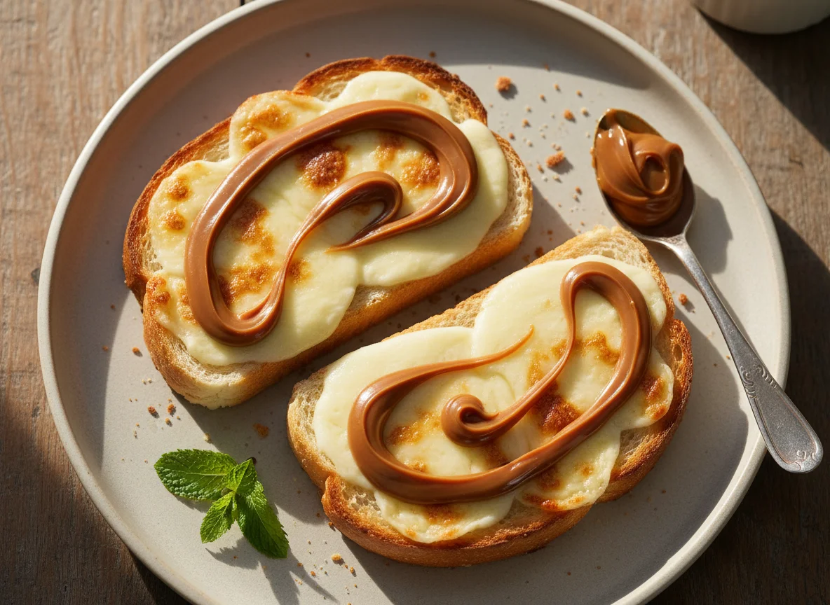 Torrada com queijo e doce de leite photo