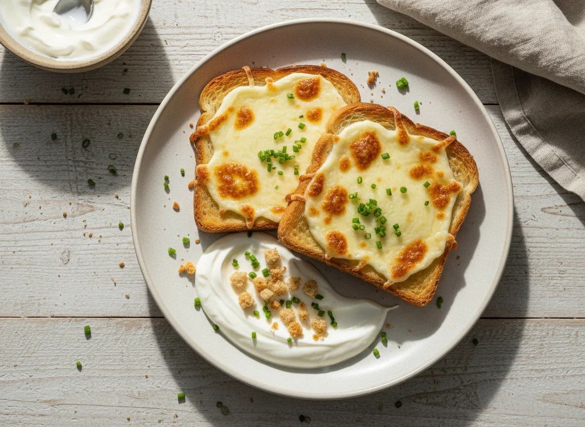 Torrada com queijo e iogurte photo