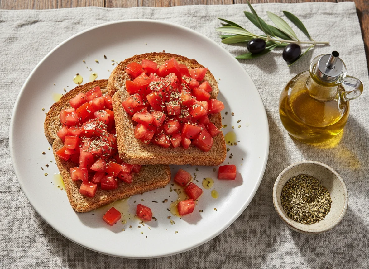 Torrada com tomate e orégano photo