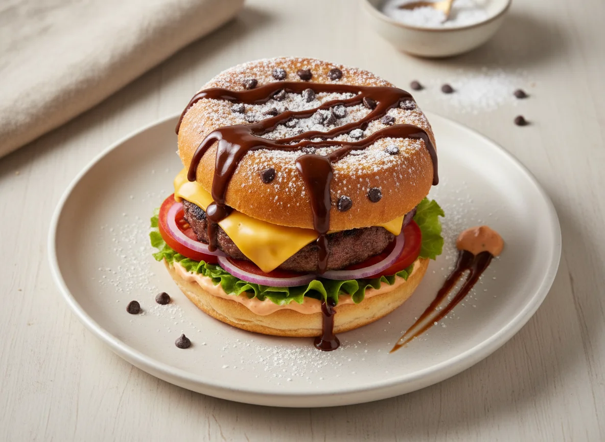Torrada Francesa com Chocolate e Hambúrguer photo