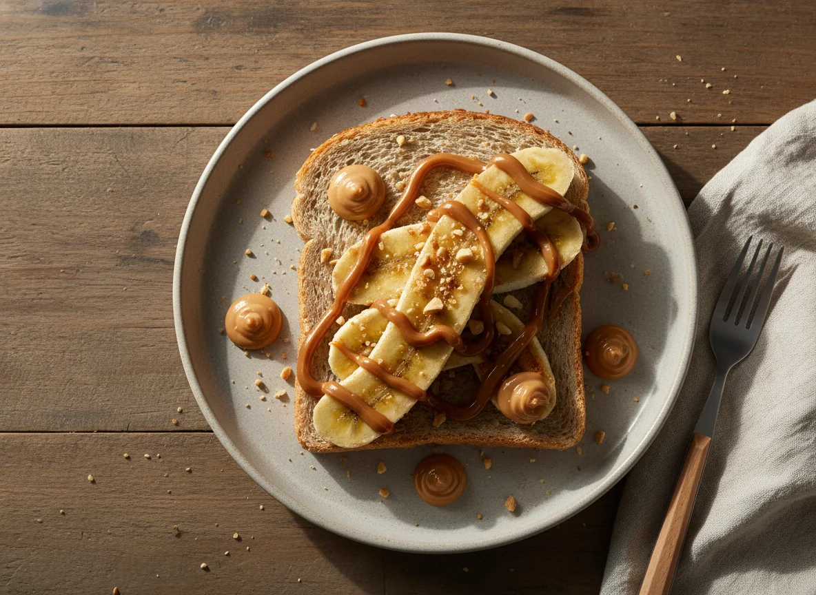 Torradas com banana e doce de leite photo