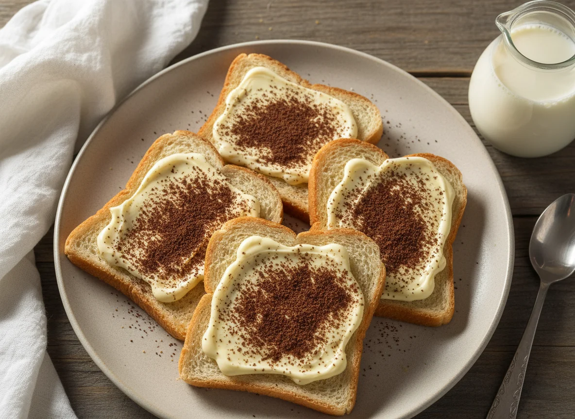 Torradas com maionese e achocolatado photo