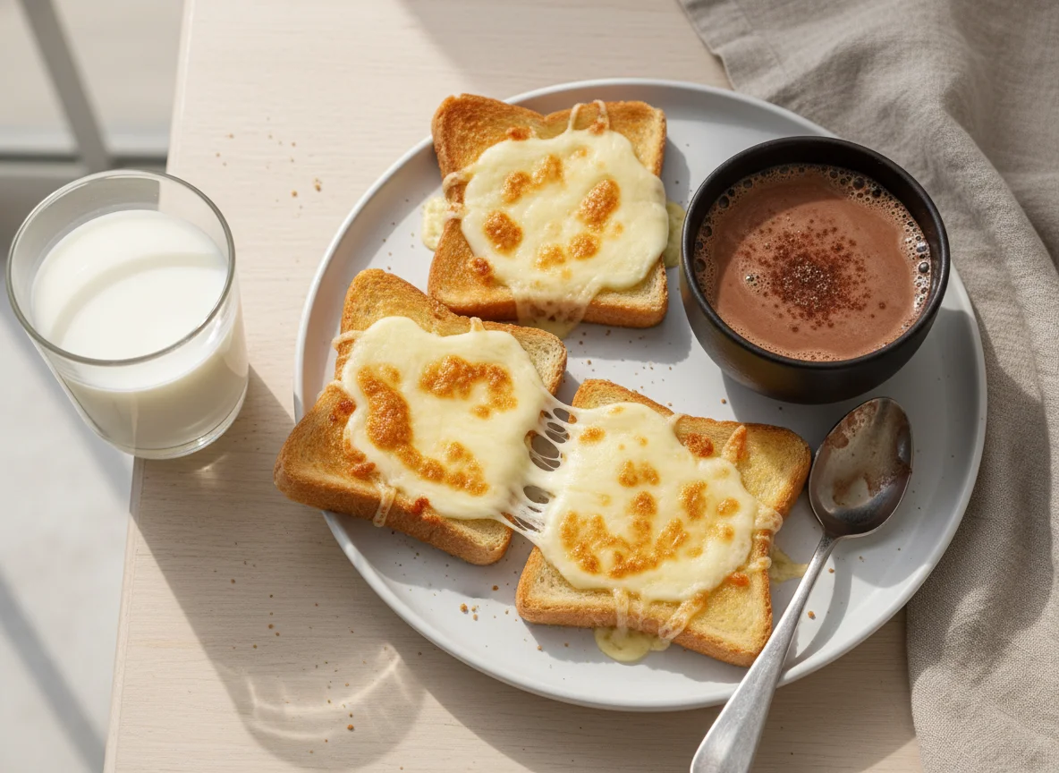 Torradas com queijo e achocolatado photo