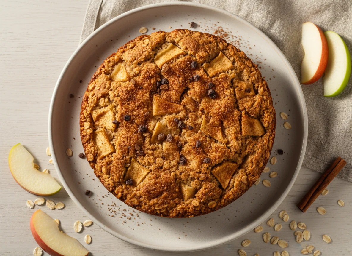 Torta de aveia com maçã e canela photo