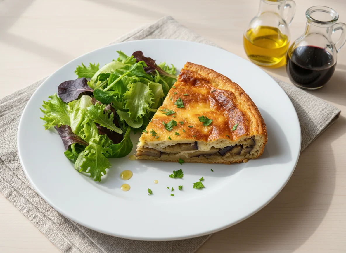 Torta de berinjela com salada photo