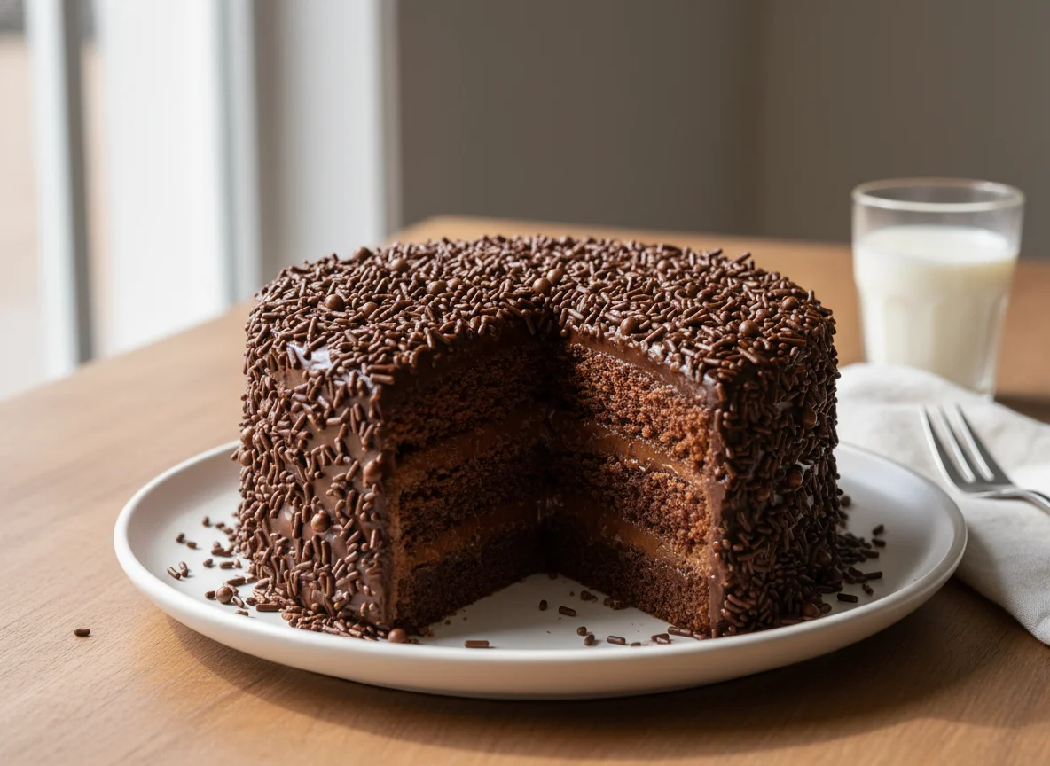 Torta de chocolate com granulado photo